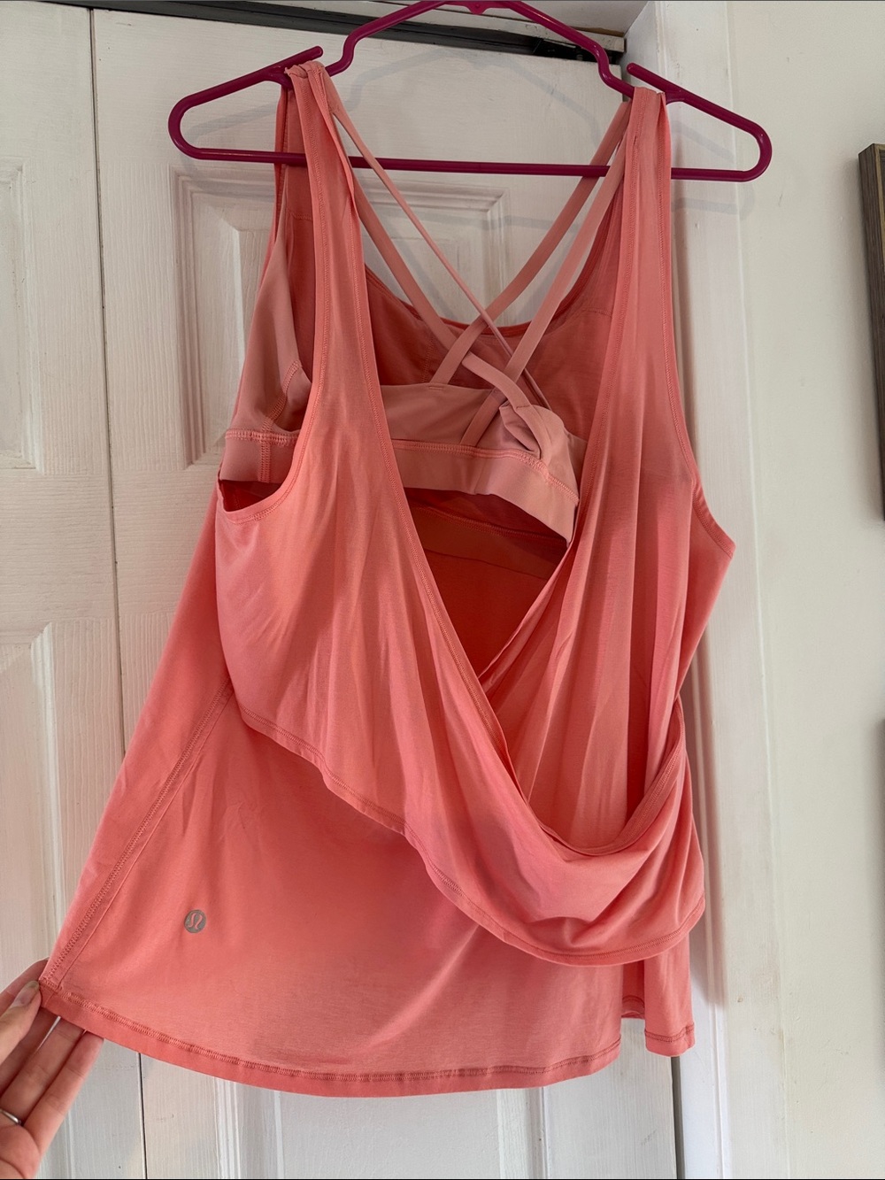 lululemon athletica Coral Pink Draped Tank with Built-In Strappy Bra